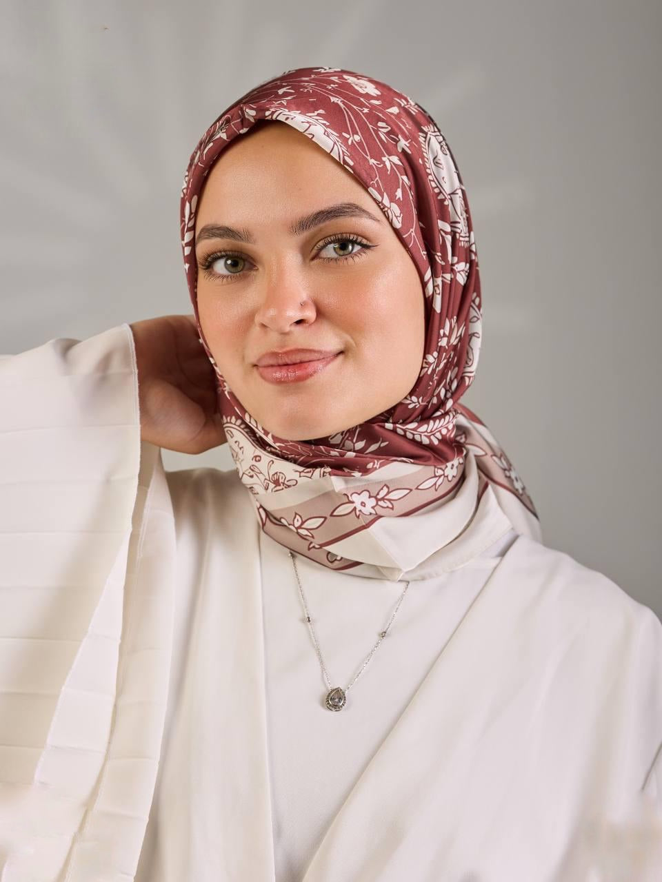 Printed Satin Square Scarf