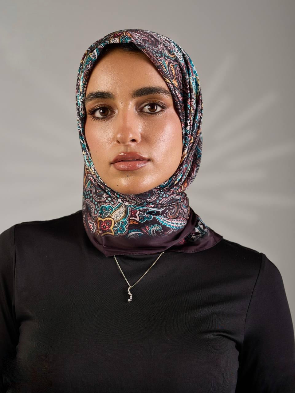 Printed Satin Square Scarf
