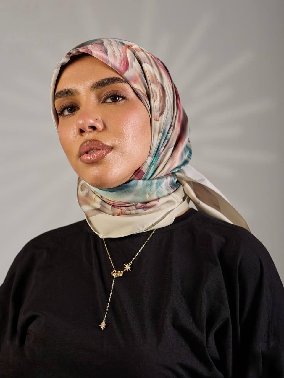 Printed Satin Square Scarf