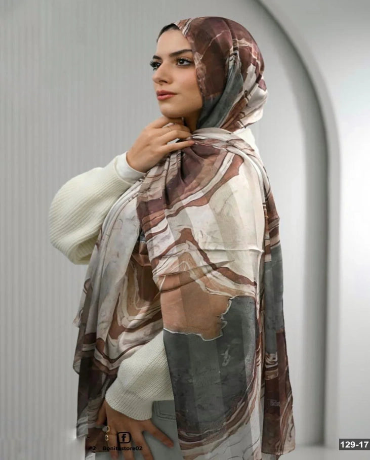 Mocha Marble Dubetta X Satin Scarf