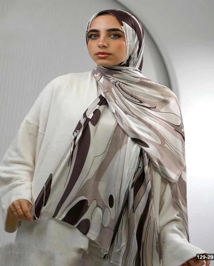 Brown Pearl Dubetta X Satin Scarf