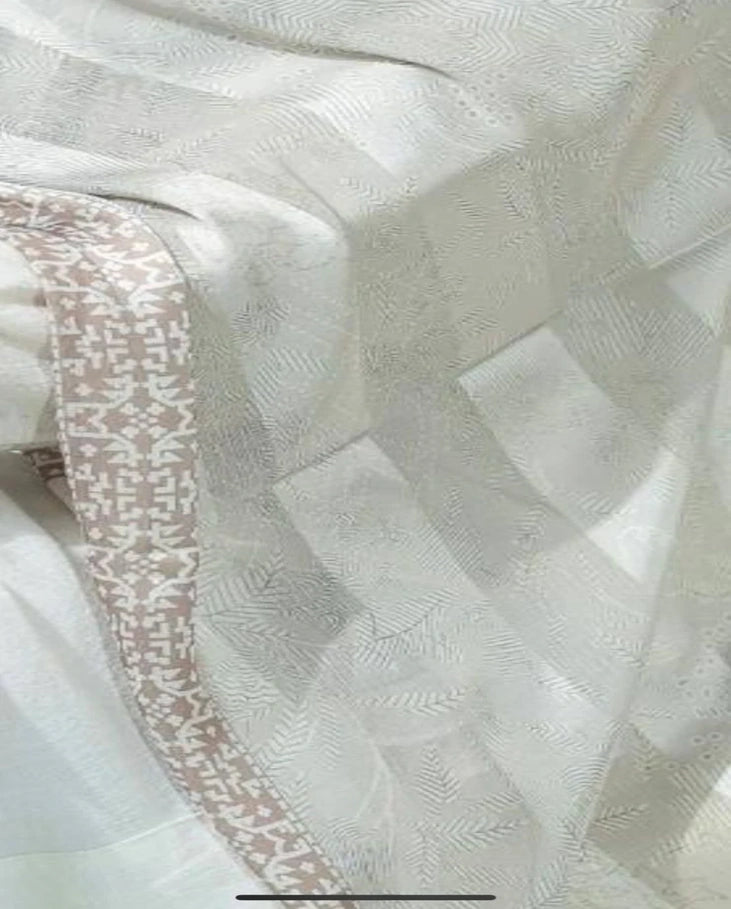 Striped Light Grey Dubetta x satin Scarf