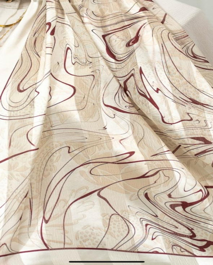 Marble Beige Dubetta x satin Scarf