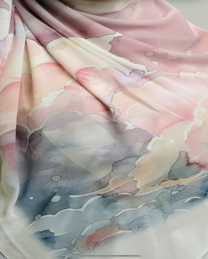 Cloudy Pastel Khimar Malezy