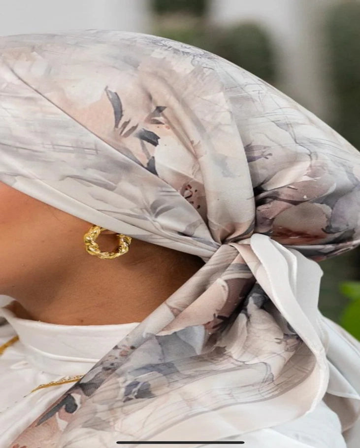 Printed Satin Square Scarf