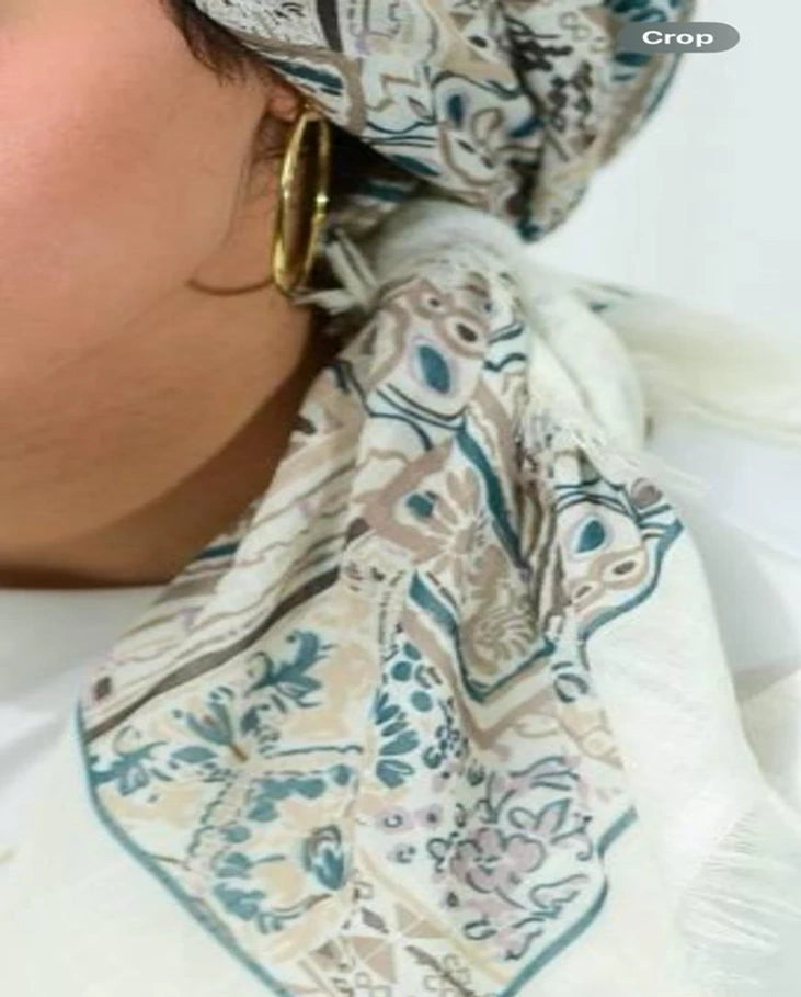 Printed Cotton Square Scarf