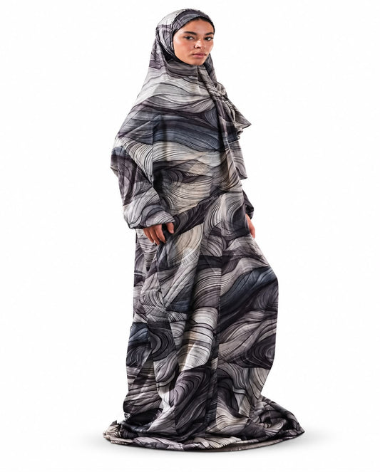 Sliver Navy wave satin Isdal