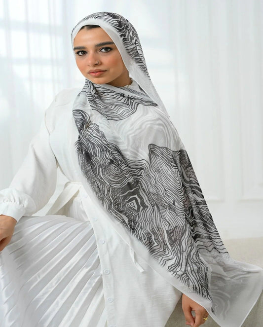 Black Marble Waves Dubetta Scarf
