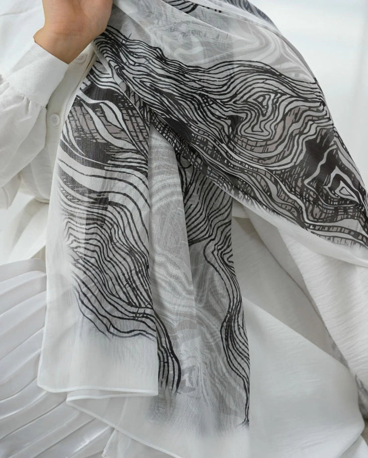 Black Marble Waves Dubetta Scarf