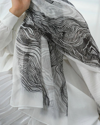 Black Marble Waves Dubetta Scarf