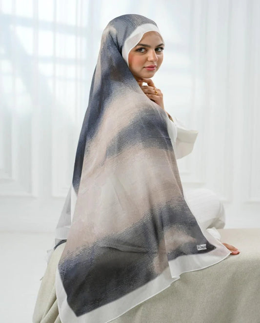 Black Blue x Sandy Beige Dubetta Scarf