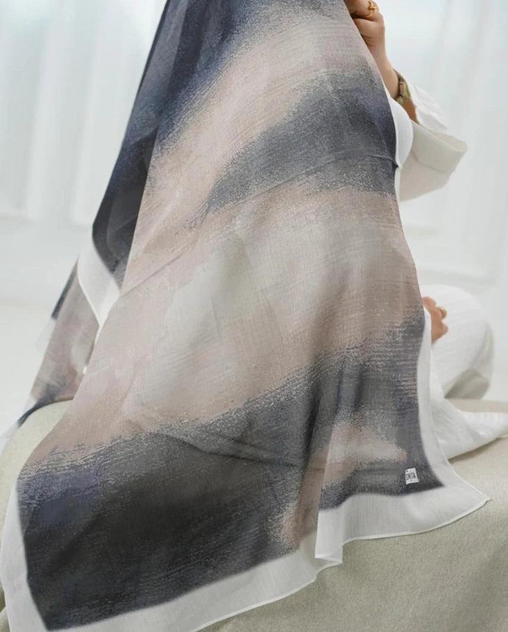 Black Blue x Sandy Beige Dubetta Scarf