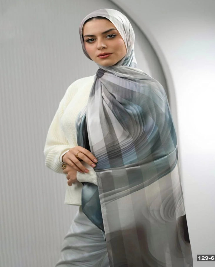 Steel Blue Waves Dubetta X Satin Scarf