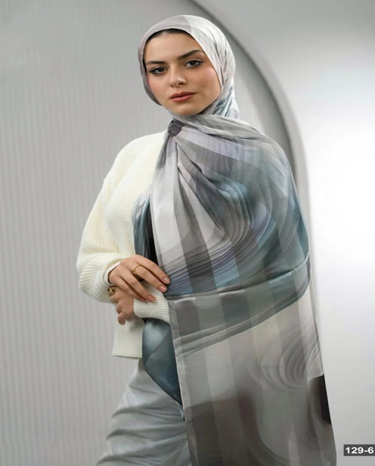 Steel Blue Waves Dubetta X Satin Scarf