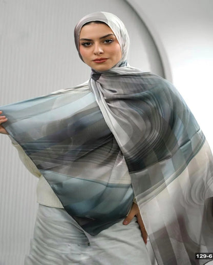 Steel Blue Waves Dubetta X Satin Scarf