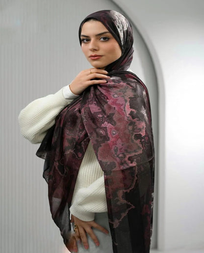Midnight Burgundy Dubetta X Satin Scarf