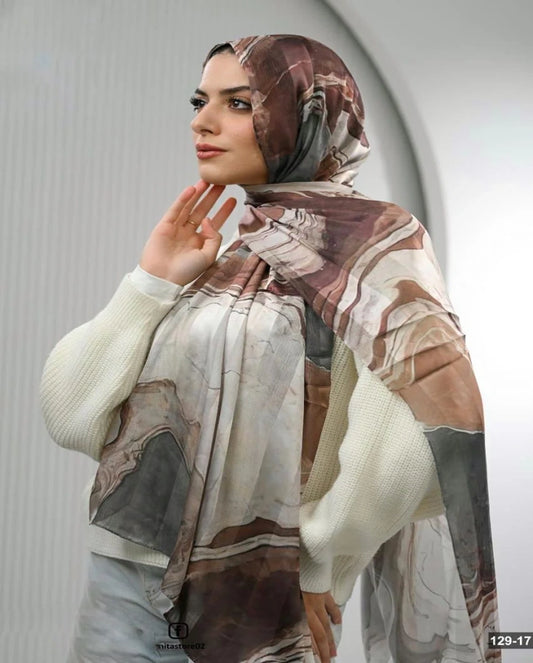 Mocha Marble Dubetta X Satin Scarf