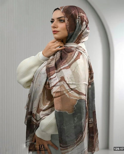 Mocha Marble Dubetta X Satin Scarf