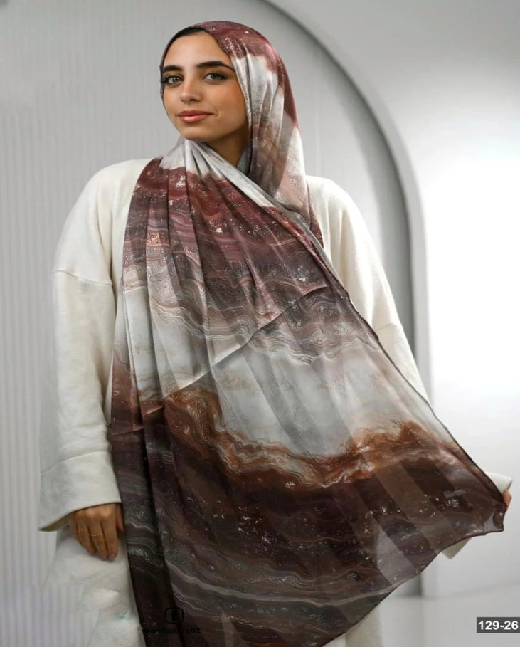 Brown Sunset Dubetta X Satin Scarf