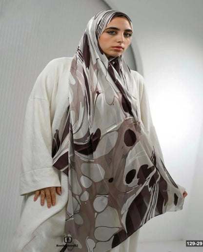 Brown Pearl Dubetta X Satin Scarf