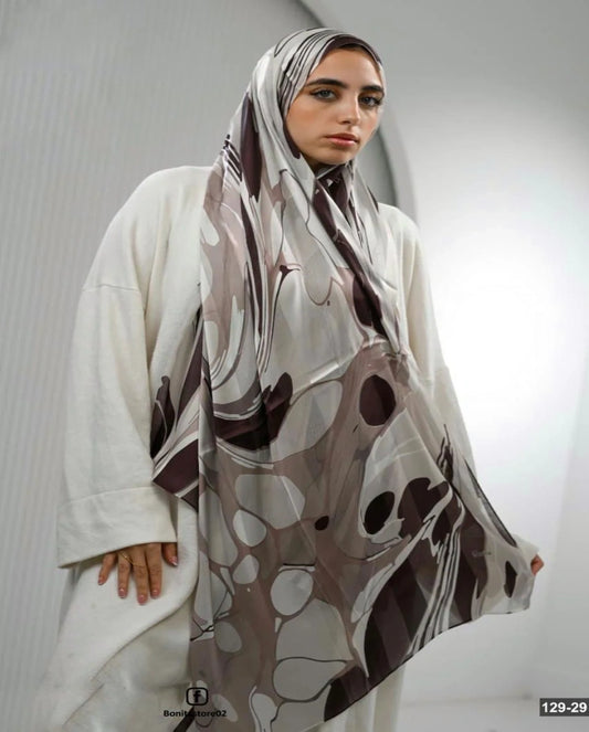 Brown Pearl Dubetta X Satin Scarf
