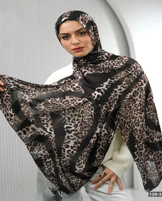 Mocha Leopard Dubetta X Satin Scarf