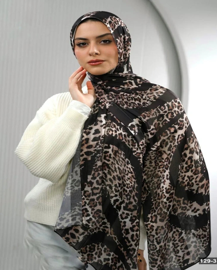 Mocha Leopard Dubetta X Satin Scarf