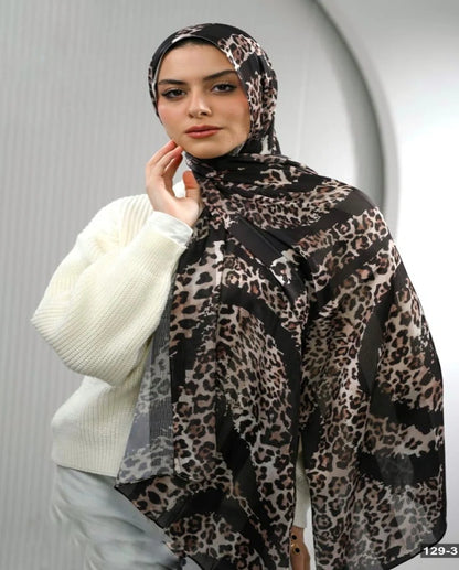 Mocha Leopard Dubetta X Satin Scarf