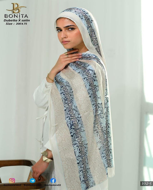 Baby Blue Stripes Dubetta x satin Scarf
