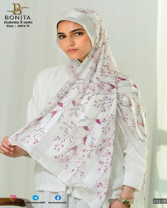 Rose Leaves Dubetta x satin Scarf