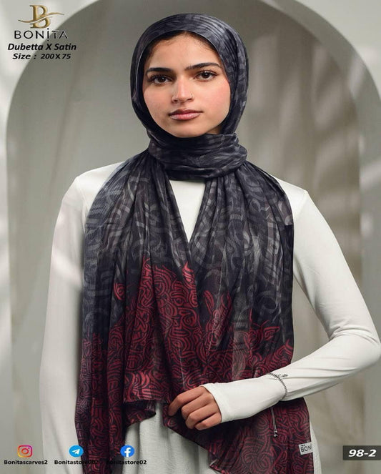 Dark Rose Dubetta x satin Scarf