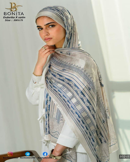 Navy Lines Dubetta x satin Scarf