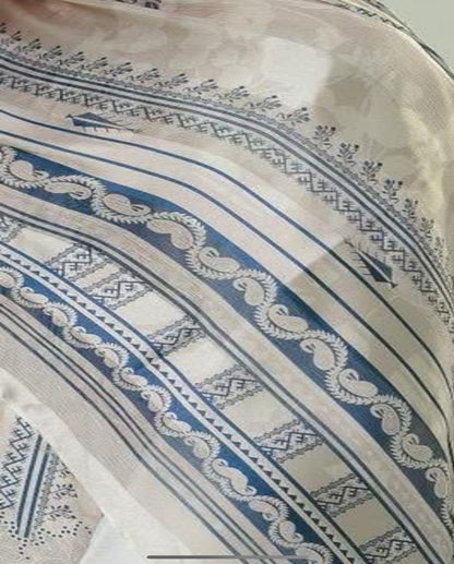 Navy Lines Dubetta x satin Scarf