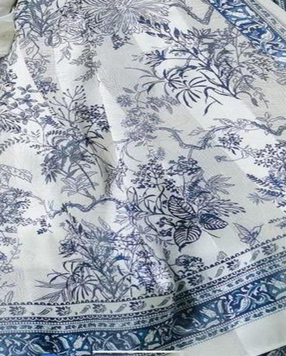 Navy Floral Dubetta x satin Scarf