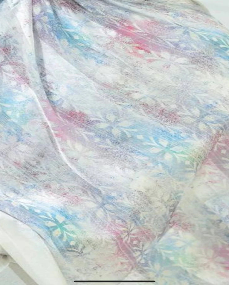 Pink Blue Mix Dubetta x satin Scarf