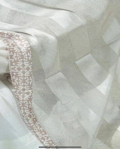 Striped Light Grey Dubetta x satin Scarf