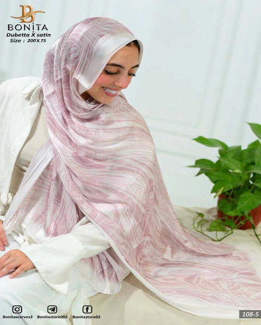 Blush Marble Dubetta x satin Scarf