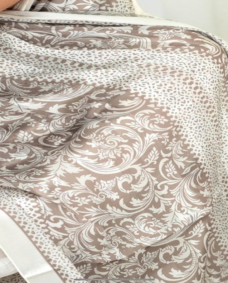 Off White Brown Dubetta x satin Scarf