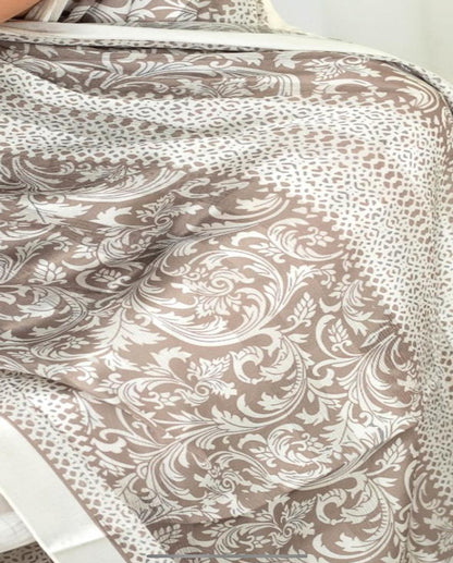 Off White Brown Dubetta x satin Scarf