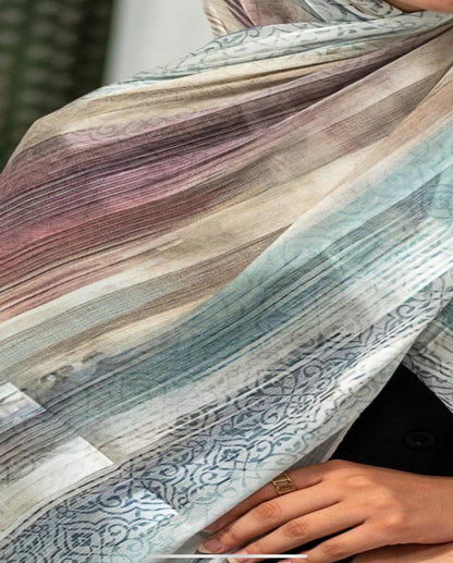 Smoky Blue Dubetta x satin Scarf