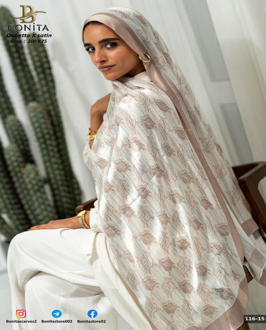 Rose Beige Dubetta x satin Scarf