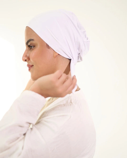 No Thread Cap With Tie-back : White