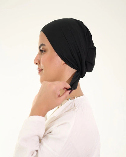 No Thread Cap With Tie-back : Black