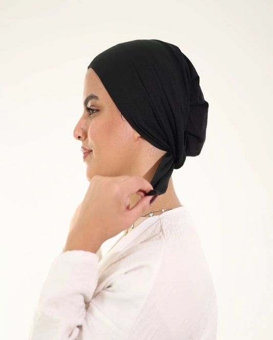 No Thread Cap With Tie-back : Black