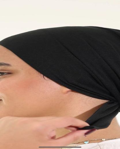 No Thread Cap With Tie-back : Black
