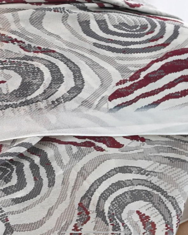 Burgundy Gray Waves Khimar Malezy