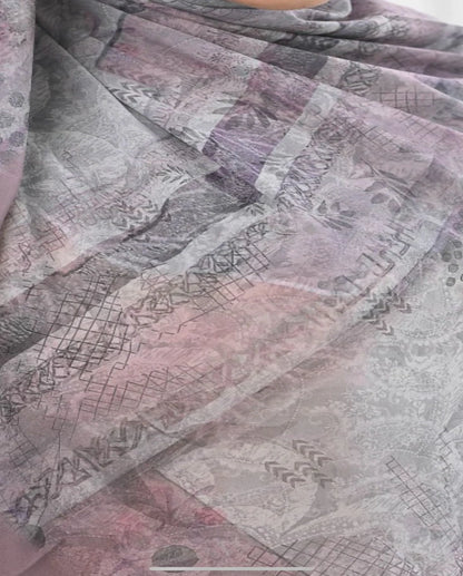 Gray Lavender Khimar Malezy