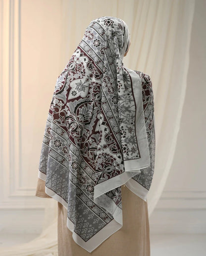 Burgundy Grey Khimar