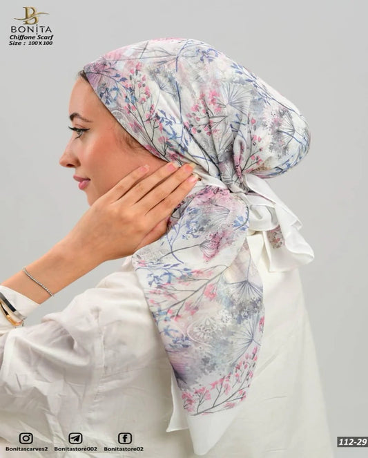 Printed Square Chiffon Scarf