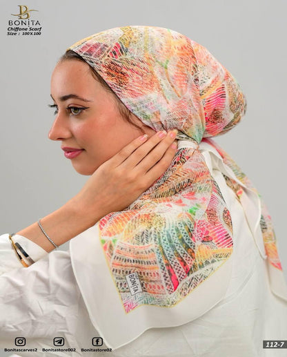 Printed Square Chiffon Scarf
